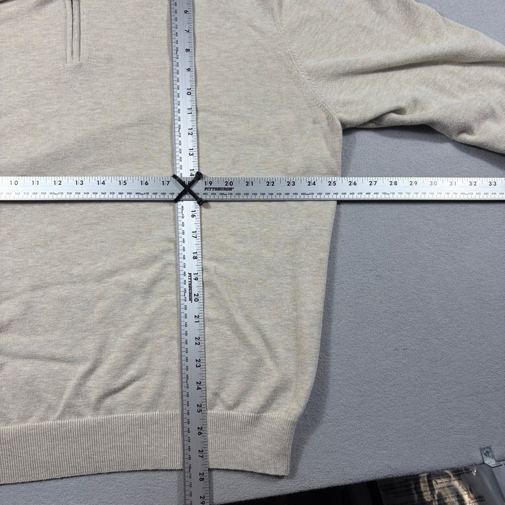 Roundtree & Yorke Mens XXL Beige Sweater 1/4 Zip Pullover Cotton Blend Heather - Picture 6 of 8